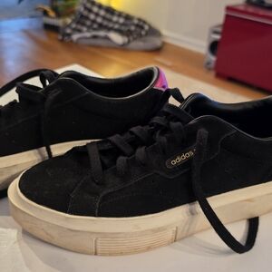 Adidas Black Sneakers with White Soles